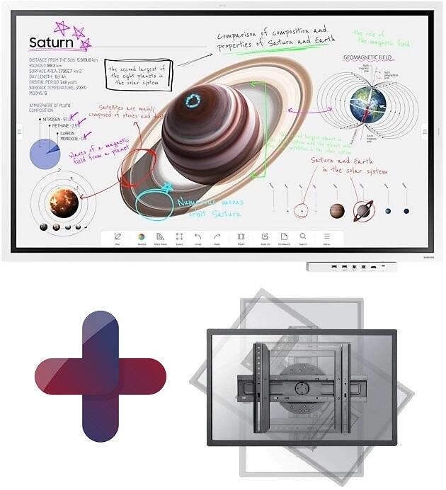 Samsung Flip Pro WM55B Flipchart 138,7 cm 55 Zoll inkl. Neomounts LED-WR100 rotierbare Wandhalterung & Tray CY-TF65BBC