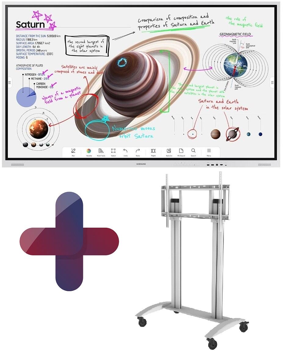 Samsung Flip Pro WM75B Flipchart 190,5 cm 75 Zoll + Peerless-AV SR598W Rollwagen höhenverstellbar