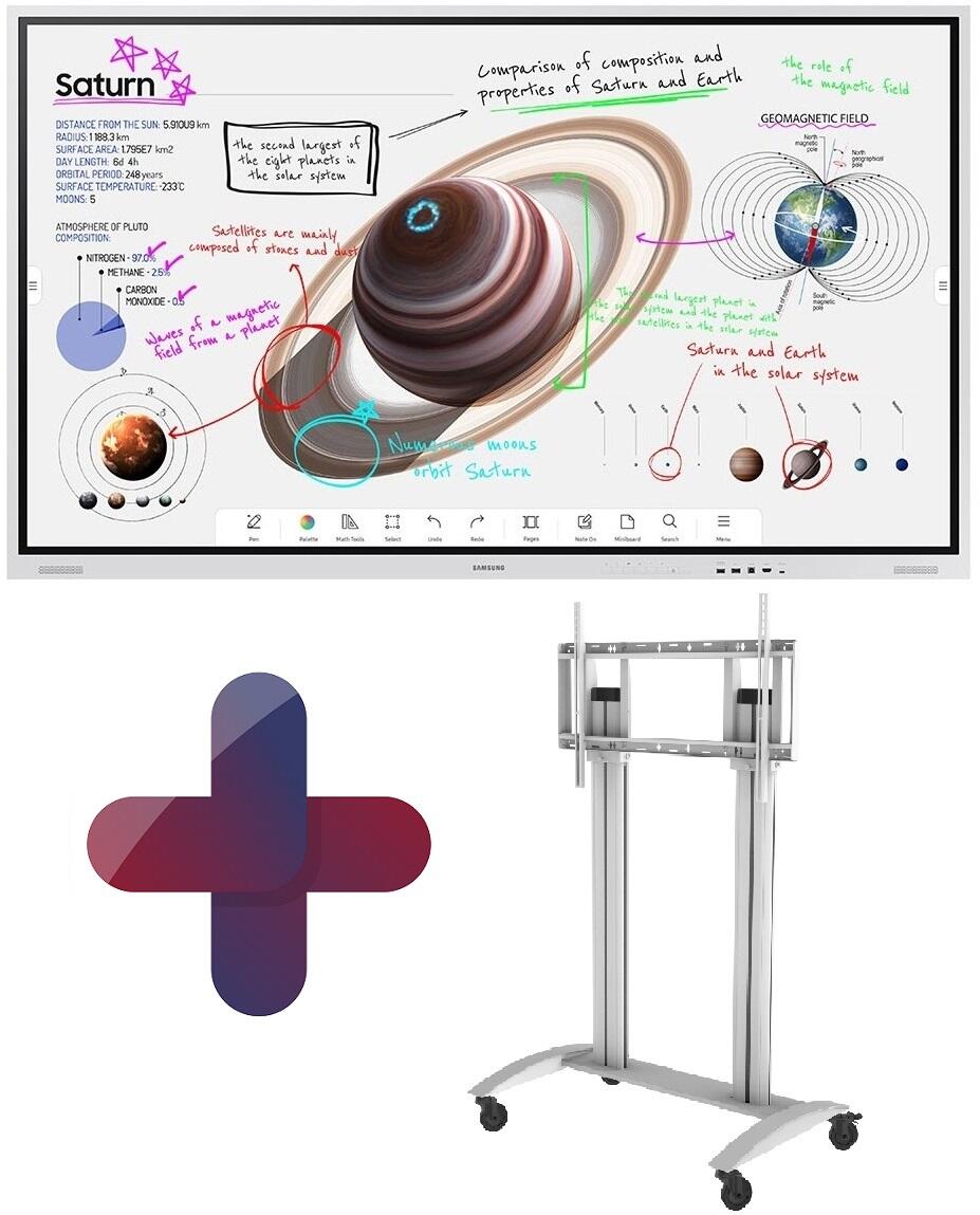 Samsung Flip Pro WM85B Flipchart 215,9 cm 85 Zoll + Peerless-AV SR598W Rollwagen höhenverstellbar