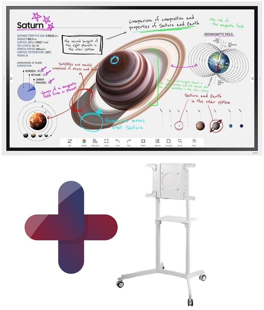 Samsung Flip Pro WM55B Flipchart 138,7 cm 55 Zoll inkl. Neomounts NS-M1250 rotierbarer Rollwagen