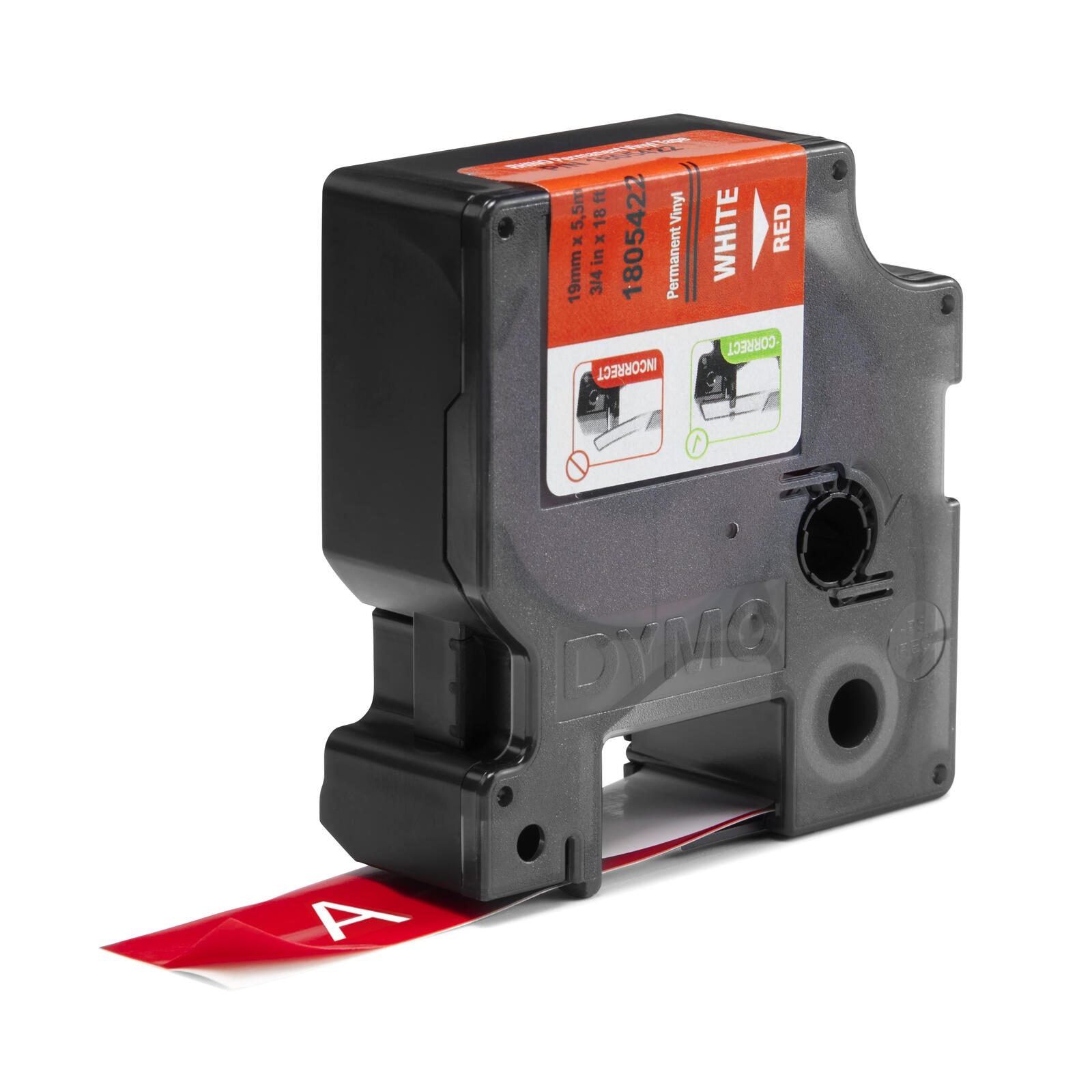 DYMO® Original IND-Schriftband für Rhino, farbiges Vinyl - weiss auf rot
